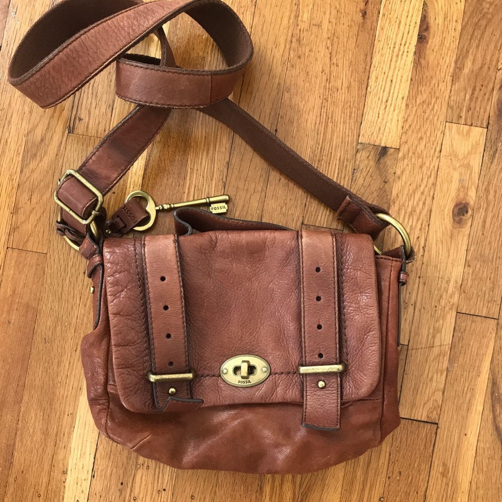 Fossil Brown Leather Crossbody Bag